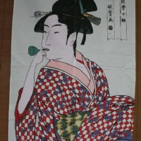 浮世繪手工印花日式全棉布簾